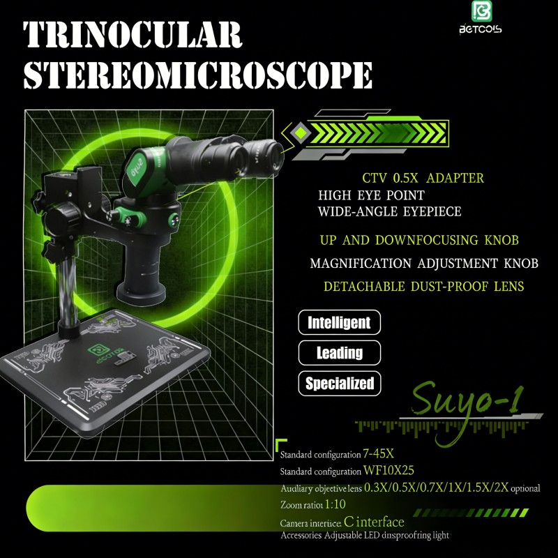 BG Trinocular Stereo Microscope 7X to 45X Suyo-1