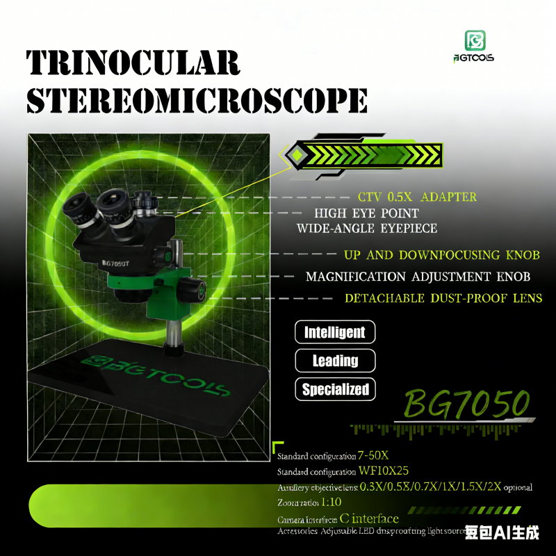 BG Trinocular Stereo Microscope 7X to 50X